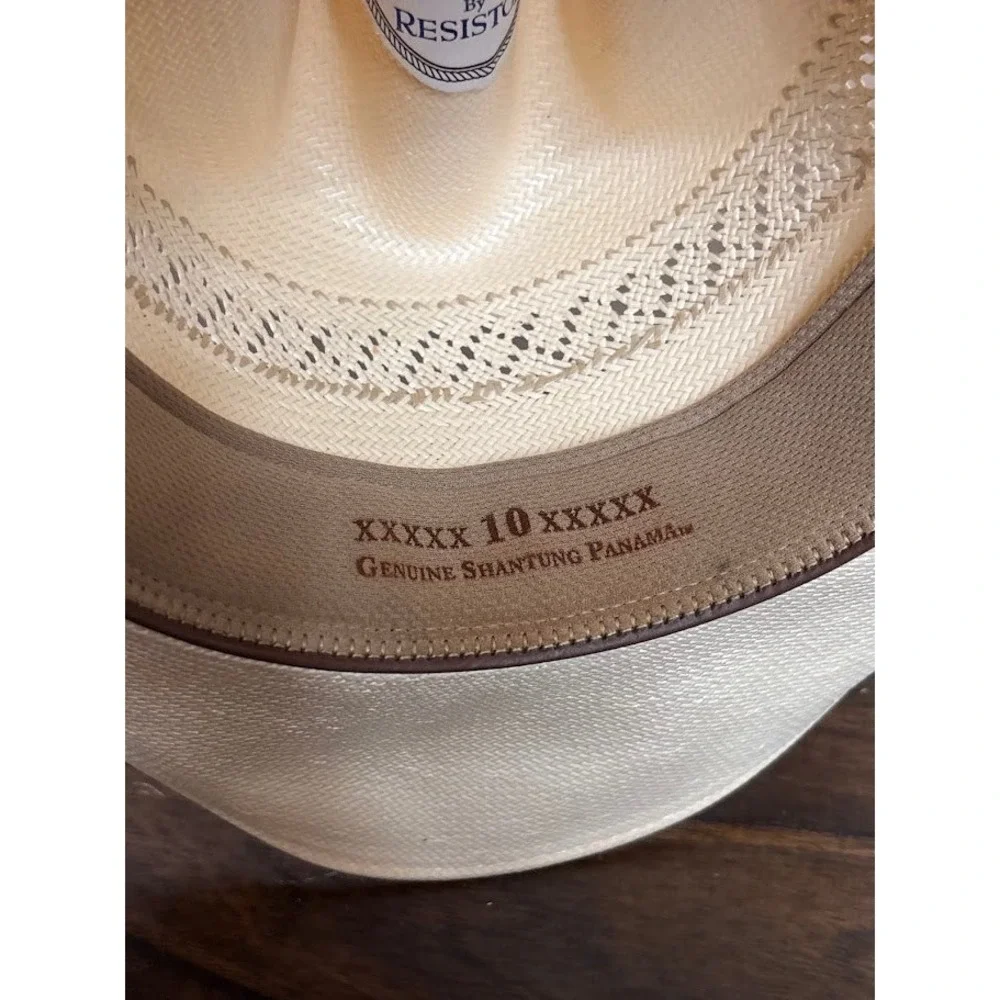 Resistol USTRC 10X Shantung Panama Straw Cowboy Hat Natural Tan Size 7 3/8 USA